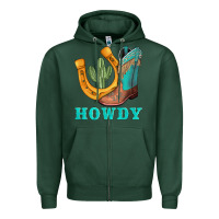 Sports Green howdy turquoise cowboy boots horseshoe Zipper Hoodie - AdoDesignShop