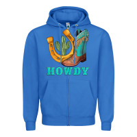 True Royal howdy turquoise cowboy boots horseshoe Zipper Hoodie - AdoDesignShop