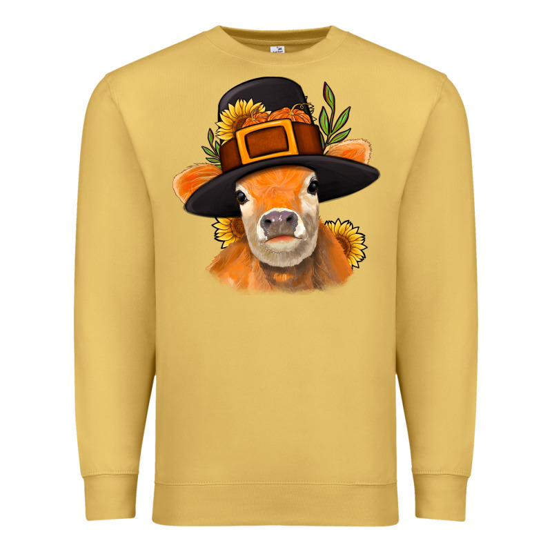 Thanksgiving Cow Premium Sweatshirt by NancyCooperArtShop | Teevron