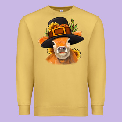 Thanksgiving Cow Premium Sweatshirt Designed By Nancycooperartshop