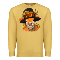 Antique Gold Thanksgiving Cow Premium Sweatshirt - NancyCooperArtShop