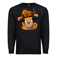 Black Thanksgiving Cow Premium Sweatshirt - NancyCooperArtShop