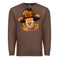 Chestnut Thanksgiving Cow Premium Sweatshirt - NancyCooperArtShop