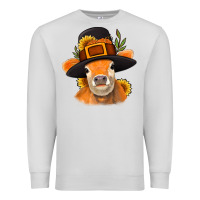 Dove Grey Thanksgiving Cow Premium Sweatshirt - NancyCooperArtShop