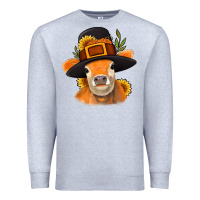 Heather Grey Thanksgiving Cow Premium Sweatshirt - NancyCooperArtShop