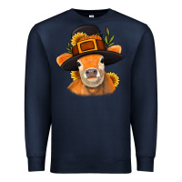 Navy Thanksgiving Cow Premium Sweatshirt - NancyCooperArtShop