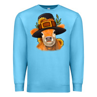 Ocean Blue Thanksgiving Cow Premium Sweatshirt - NancyCooperArtShop