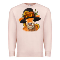 Pale Pink Thanksgiving Cow Premium Sweatshirt - NancyCooperArtShop