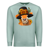 Seafoam Thanksgiving Cow Premium Sweatshirt - NancyCooperArtShop