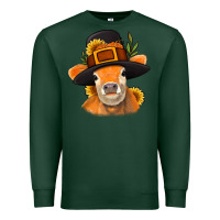 Sports Green Thanksgiving Cow Premium Sweatshirt - NancyCooperArtShop