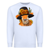 White Thanksgiving Cow Premium Sweatshirt - NancyCooperArtShop