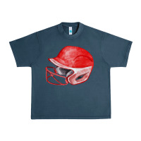Midnight Navy red softball helmet fa element Urban Heavy Tee - FaDigitalArtStudio