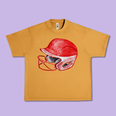 Red Softball Helmet Fa Element Urban Heavy Tee Designed By Fadigitalartstudio
