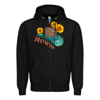 Black howdy leopard tooled leather hat Zipper Hoodie - AdoDesignShop