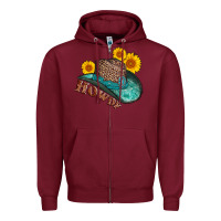 Burgundy howdy leopard tooled leather hat Zipper Hoodie - AdoDesignShop