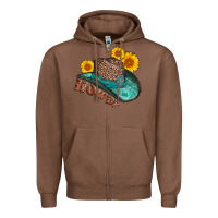 Chestnut howdy leopard tooled leather hat Zipper Hoodie - AdoDesignShop