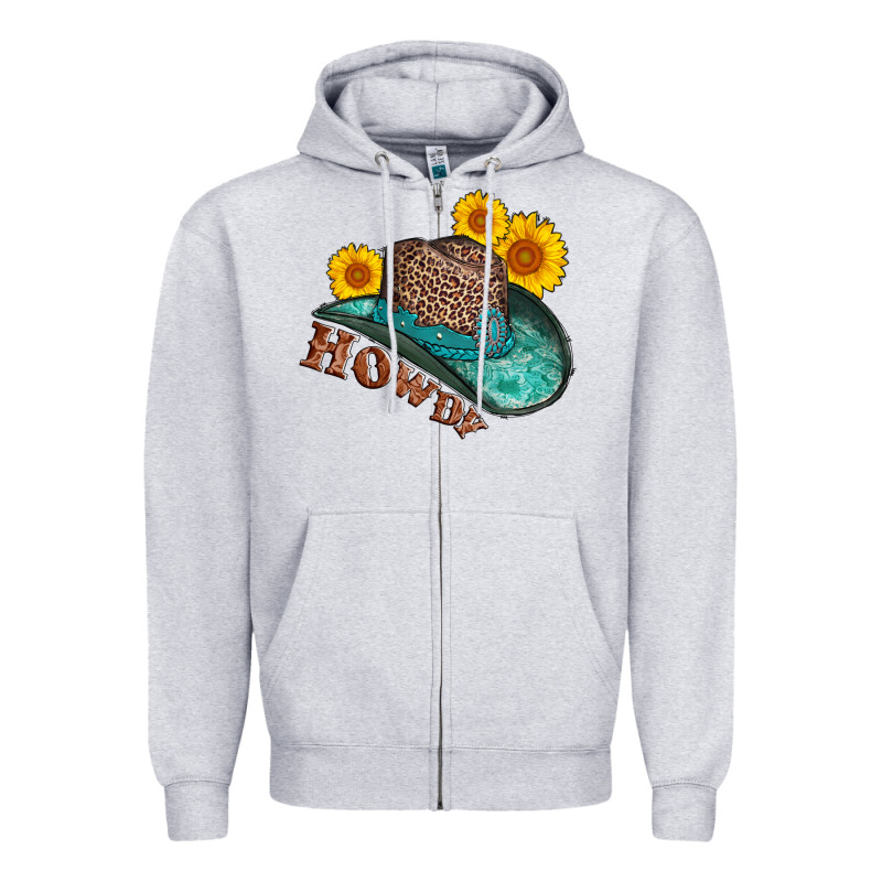 Howdy Leopard Tooled Leather Hat Zipper Hoodie by AdoDesignShop | Teevron