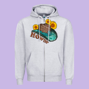 Howdy Leopard Tooled Leather Hat Zipper Hoodie Designed By Adodesignshop