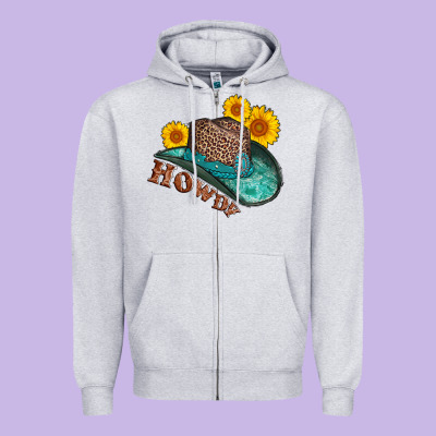 Howdy Leopard Tooled Leather Hat Zipper Hoodie Designed By Adodesignshop