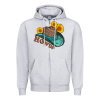 Heather Grey howdy leopard tooled leather hat Zipper Hoodie - AdoDesignShop