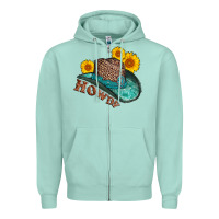 Seafoam howdy leopard tooled leather hat Zipper Hoodie - AdoDesignShop