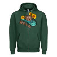 Sports Green howdy leopard tooled leather hat Zipper Hoodie - AdoDesignShop