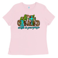 Bubblegum Pink created with a purpose Ladies Tee - AdoDesignShop