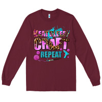 Burgundy eat sleep craft repeat Long Sleeve Tee - AdoDesignShop