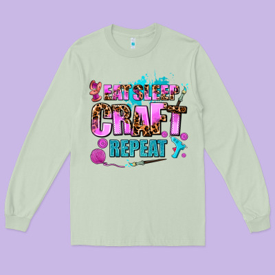 Eat Sleep Craft Repeat Long Sleeve Tee Designed By Adodesignshop