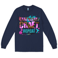 Navy eat sleep craft repeat Long Sleeve Tee - AdoDesignShop