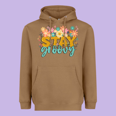 Stay Groovy Heavyweight Hoodie Designed By Maliassmallbusiness