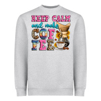 Heather Grey keep calm and make coffee Heavyweight Sweatshirt - Zillion Design Studio