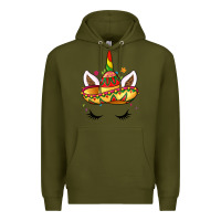 Army Green unicorn and sombrero Premium Hoodie - LillyAllenDesigns