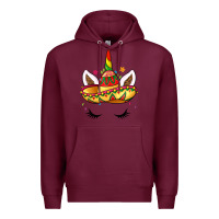 Burgundy unicorn and sombrero Premium Hoodie - LillyAllenDesigns