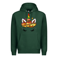 Sports Green unicorn and sombrero Premium Hoodie - LillyAllenDesigns