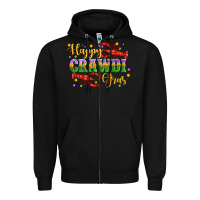 Black happy crawdi gras with crawfish Zipper Hoodie - Artiststas