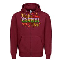 Burgundy happy crawdi gras with crawfish Zipper Hoodie - Artiststas