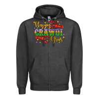 Charcoal Heather happy crawdi gras with crawfish Zipper Hoodie - Artiststas