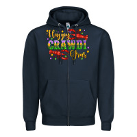 Navy happy crawdi gras with crawfish Zipper Hoodie - Artiststas