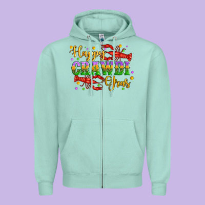 Happy Crawdi Gras With Crawfish Zipper Hoodie Designed By Artiststas