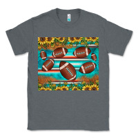 Charcoal Heather football turquoise sunflower Classic Tee - JahusDesignShop