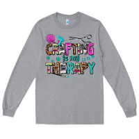 Heather Grey crafting is my therapy Long Sleeve Tee - AdoDesignShop
