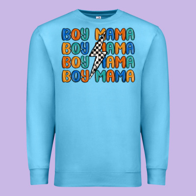 Boy Mama Lightning Bolt Premium Sweatshirt Designed By Maliassmallbusiness