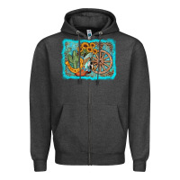 Charcoal Heather western wooden wheel cowboy boots Zipper Hoodie - AdoDesignShop