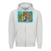 Dove Grey western wooden wheel cowboy boots Zipper Hoodie - AdoDesignShop