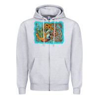 Heather Grey western wooden wheel cowboy boots Zipper Hoodie - AdoDesignShop