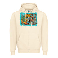 Sandshell western wooden wheel cowboy boots Zipper Hoodie - AdoDesignShop