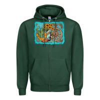 Sports Green western wooden wheel cowboy boots Zipper Hoodie - AdoDesignShop