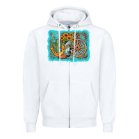 White western wooden wheel cowboy boots Zipper Hoodie - AdoDesignShop