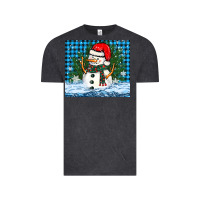 Vintage Black snowy christmas snowman Vintage Tee - BarkalooDesign